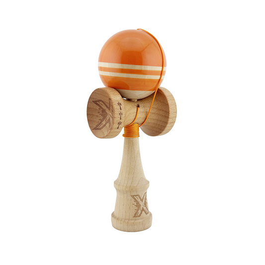 Kendama X Rainbow Originala, Model Portocaliu / Maro, Profesionala, Cupe Mari, Super Sticky, Rulment, Ata 55cm
