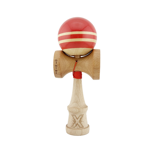 Kendama X Rainbow Originala, Model Rosu / Maro, Profesionala, Cupe Mari, Super Sticky, Rulment, Ata 55cm