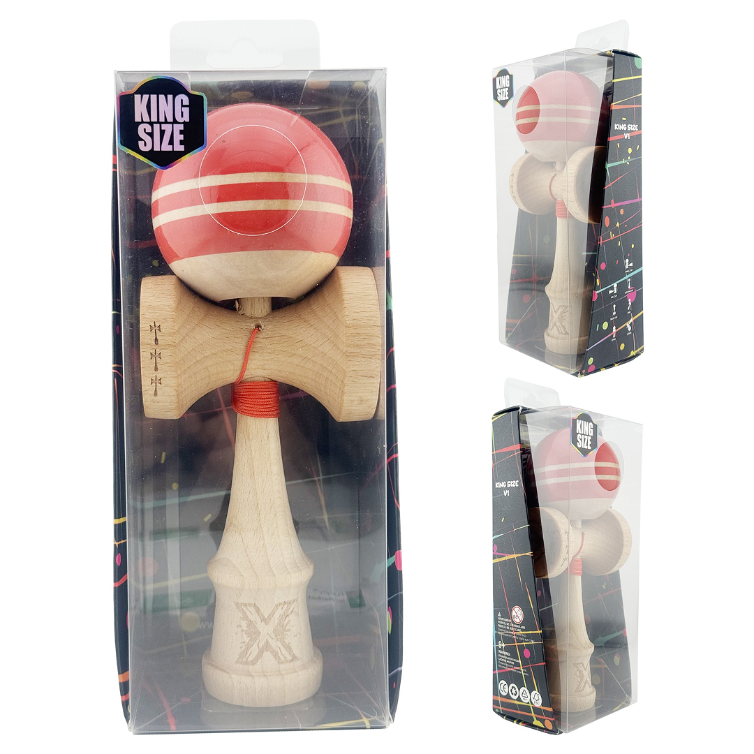Kendama X Rainbow Originala, Model Rosu / Maro, Profesionala, Cupe Mari, Super Sticky, Rulment, Ata 55cm
