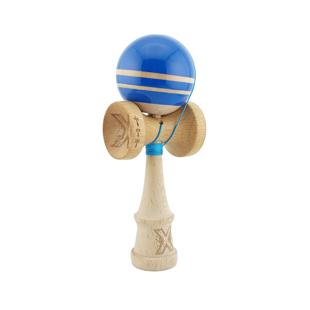 Kendama X Rainbow Originala, Model Albastru / Maro, Profesionala, Cupe Mari, Super Sticky, Rulment, Ata 55cm
