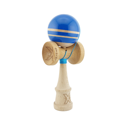 Kendama X Rainbow Originala, Model Albastru / Maro, Profesionala, Cupe Mari, Super Sticky, Rulment, Ata 55cm