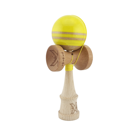Kendama X Rainbow Originala, Model Galben / Maro, Profesionala, Cupe Mari, Super Sticky, Rulment, Ata 55cm