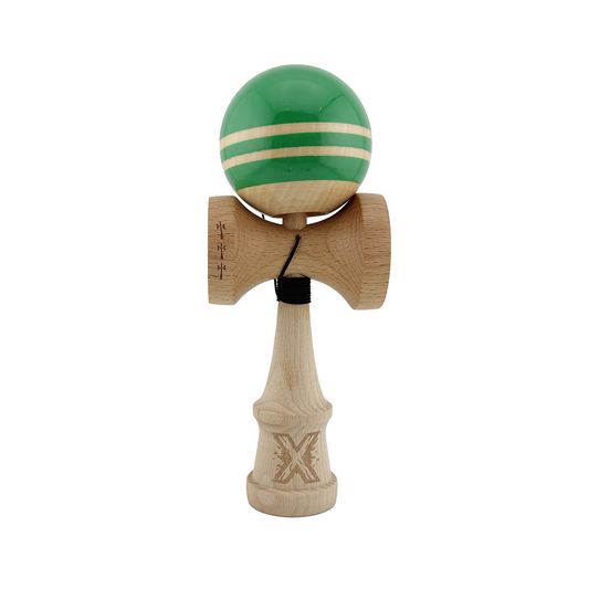 Kendama X Rainbow Originala, Model Verde / Maro, Profesionala, Cupe Mari, Super Sticky, Rulment, Ata 55cm