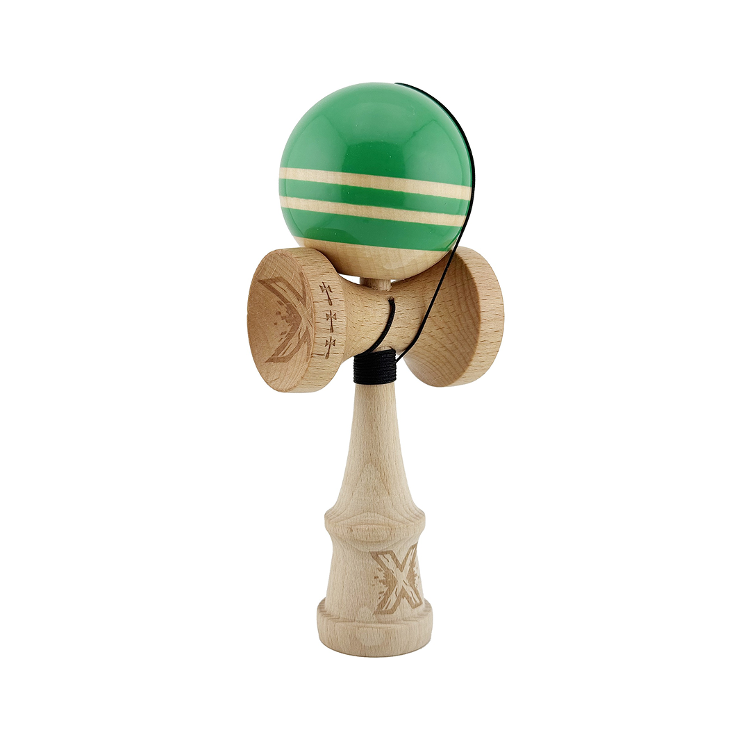 Kendama X Rainbow Originala, Model Verde / Maro, Profesionala, Cupe Mari, Super Sticky, Rulment, Ata 55cm