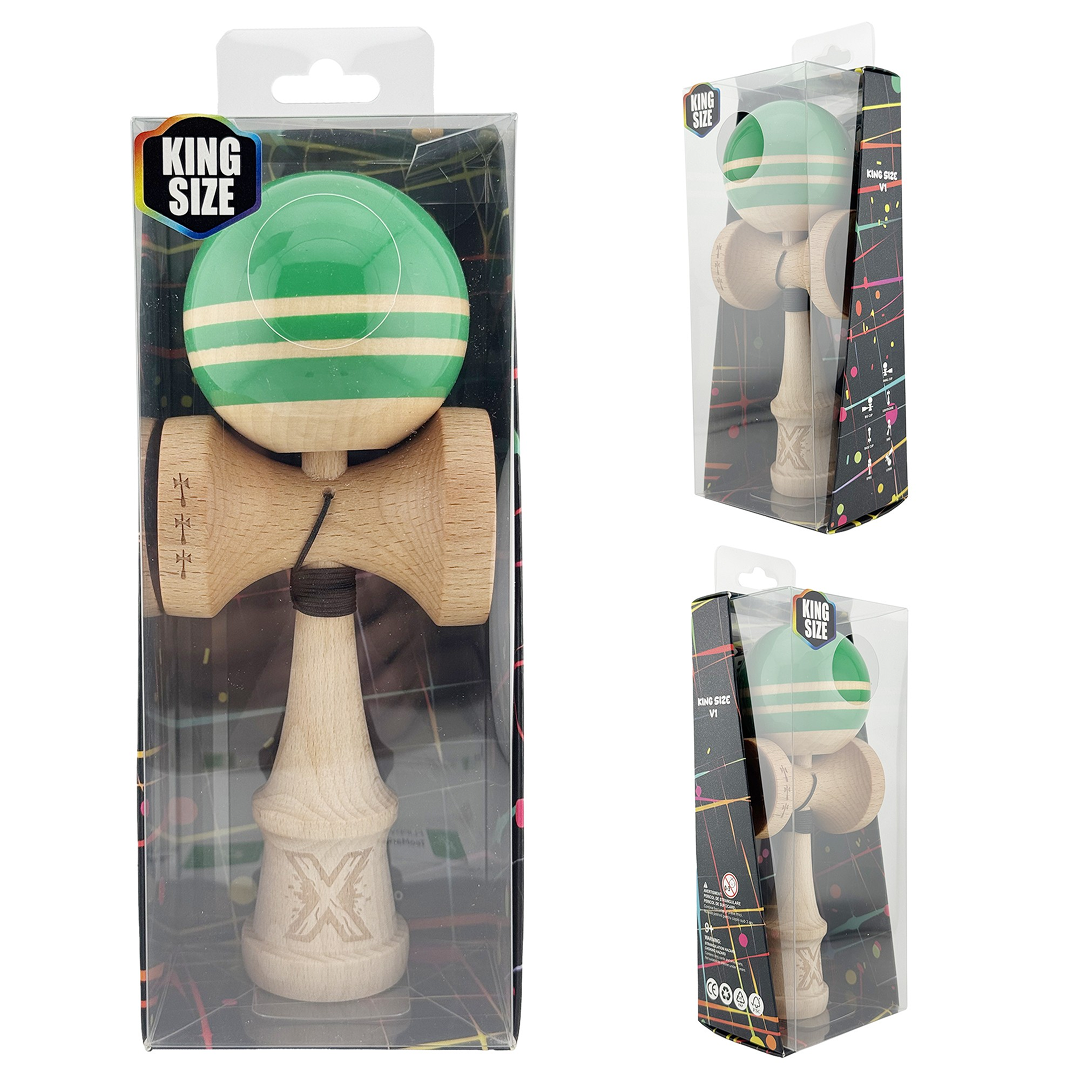 Kendama X Rainbow Originala, Model Verde / Maro, Profesionala, Cupe Mari, Super Sticky, Rulment, Ata 55cm