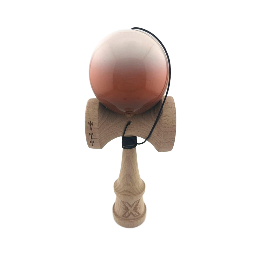 Kendama X Originala, Model Alb / Maro in Degrade, Profesionala, Cupe Mari, Super Sticky, Rulment, Ata 55cm