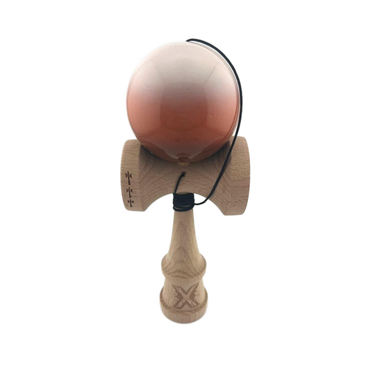 Kendama X Originala, Model Alb / Maro in Degrade, Profesionala, Cupe Mari, Super Sticky, Rulment, Ata 55cm