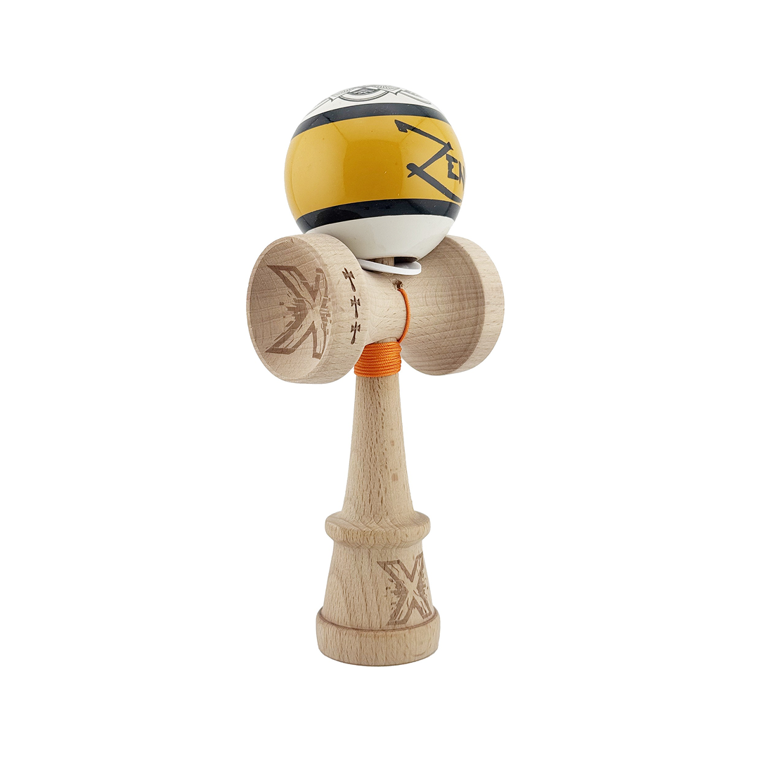 Kendama X Zen Originala, Model V3 Gold, Profesionala, Cupe Mari King Size, Super Sticky, Gaura in Baza, Rulment, Ata 55cm