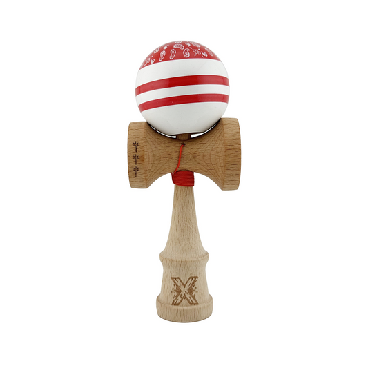 Kendama X Chicanos Originala, Model Rosu / Rosu / Alb, Profesionala, Cupe Mari, Super Sticky, Rulment, Ata 55cm