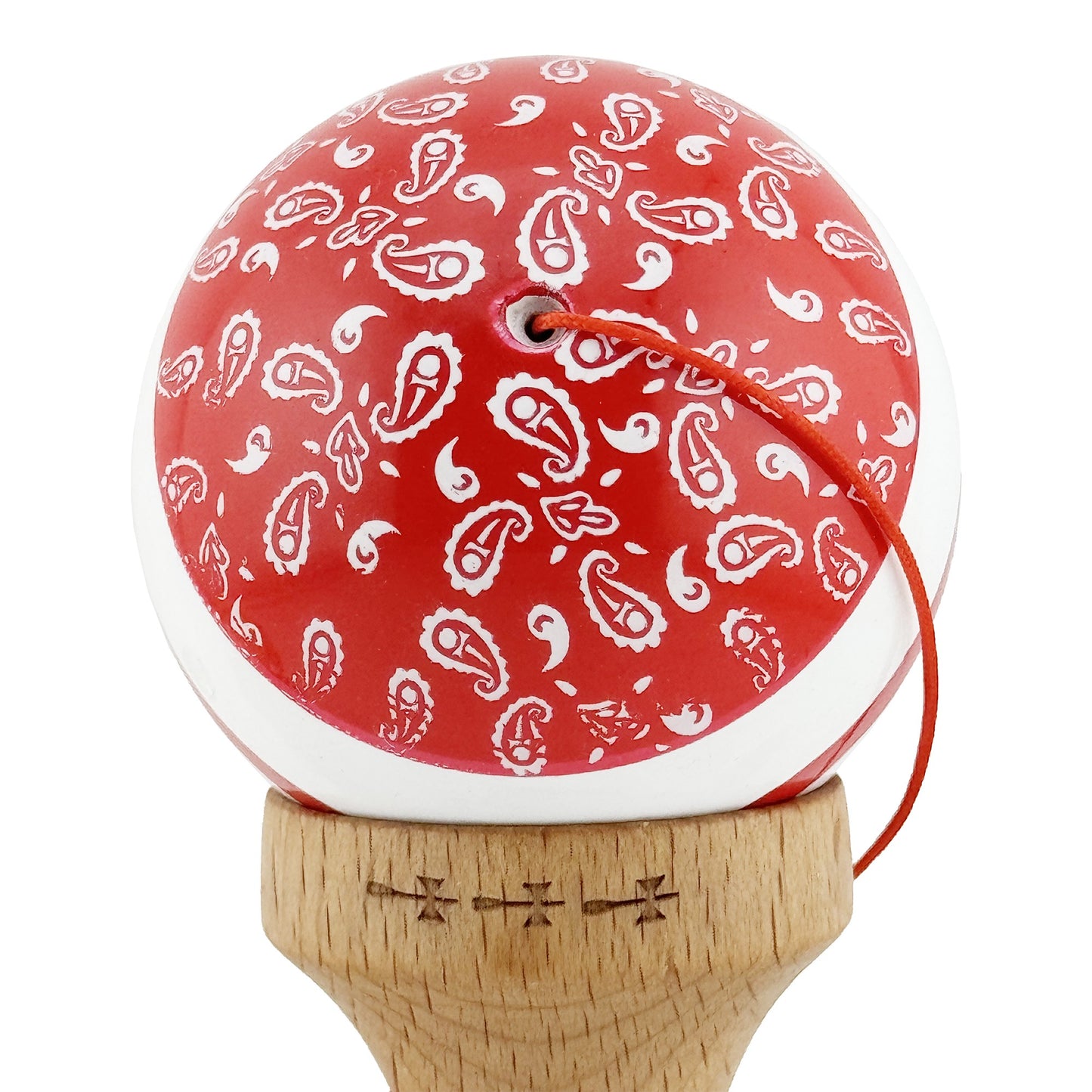 Kendama X Chicanos Originala, Model Rosu / Rosu / Alb, Profesionala, Cupe Mari, Super Sticky, Rulment, Ata 55cm