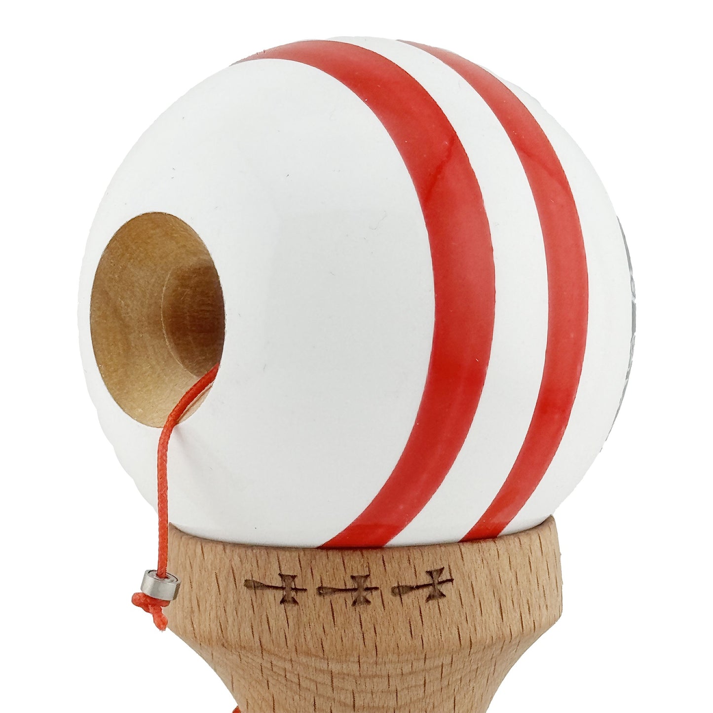 Kendama X Chicanos Originala, Model Negru / Rosu / Alb, Profesionala, Cupe Mari, Super Sticky, Rulment, Ata 55cm