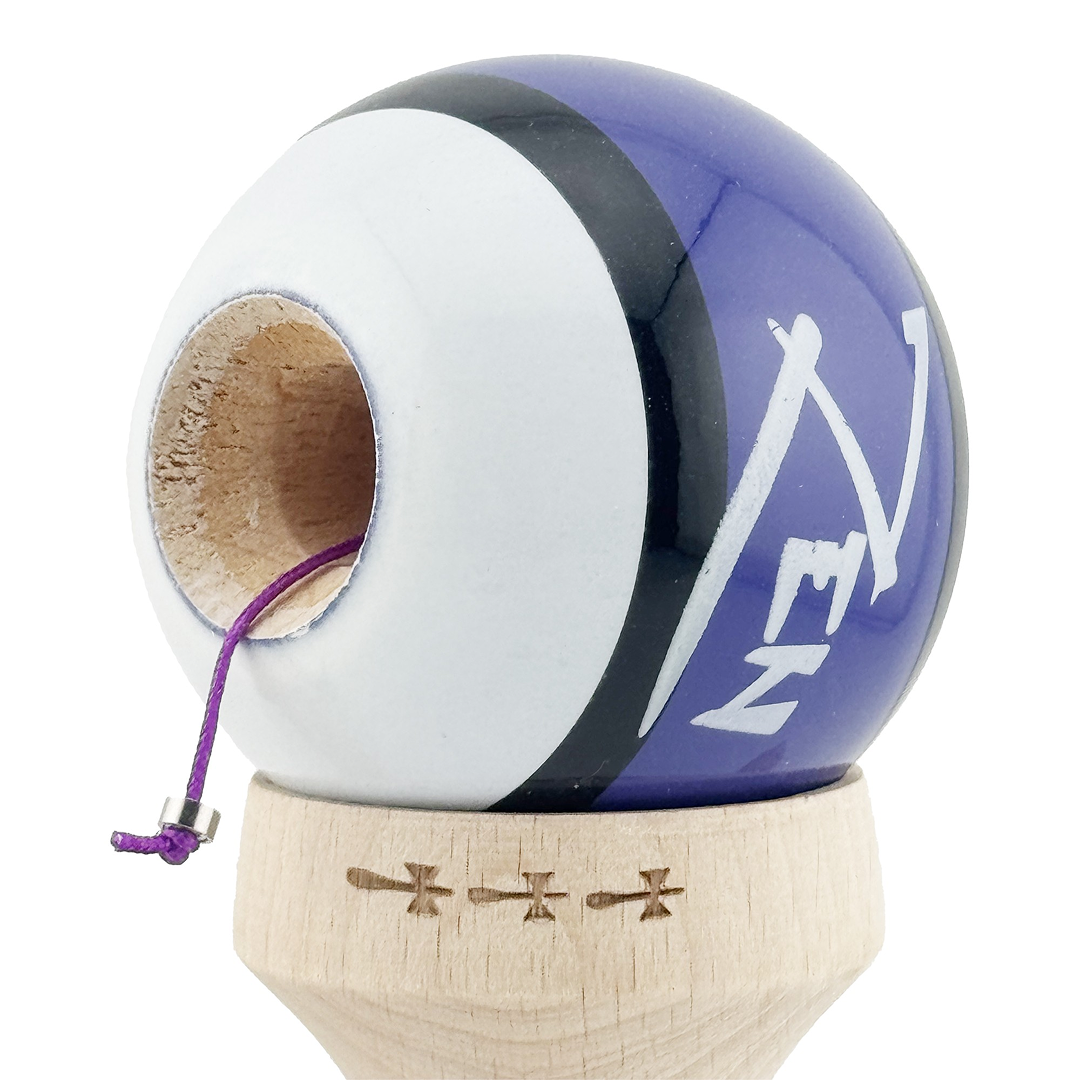 Kendama X Zen Originala, Model V3 Violet, Profesionala, Cupe Mari King Size, Super Sticky, Gaura in Baza, Rulment, Ata 55cm