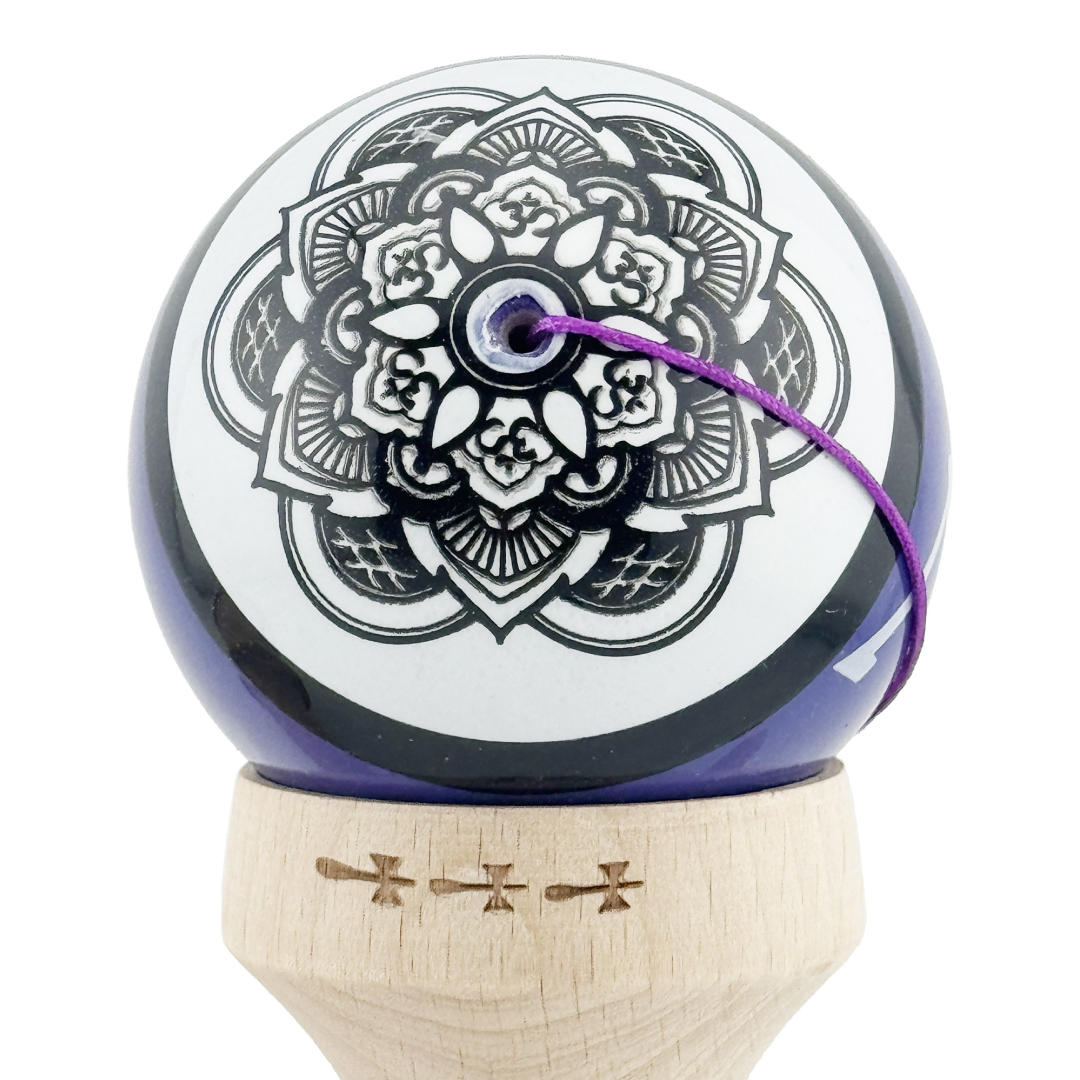 Kendama X Zen Originala, Model V3 Violet, Profesionala, Cupe Mari King Size, Super Sticky, Gaura in Baza, Rulment, Ata 55cm