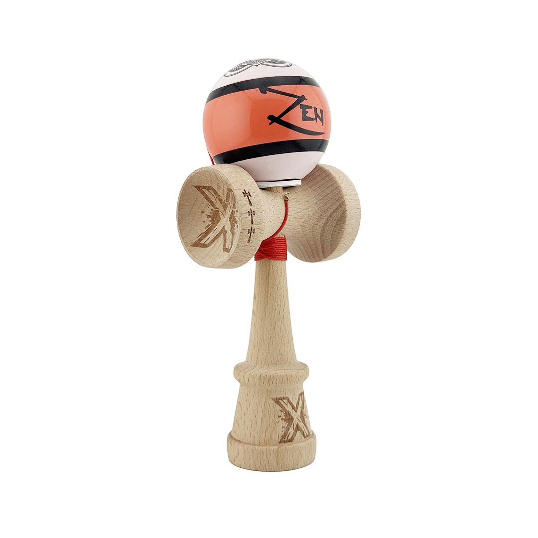 Kendama X Zen Originala, Model V3 Coral, Profesionala, Cupe Mari King Size, Super Sticky, Gaura in Baza, Rulment, Ata 55cm