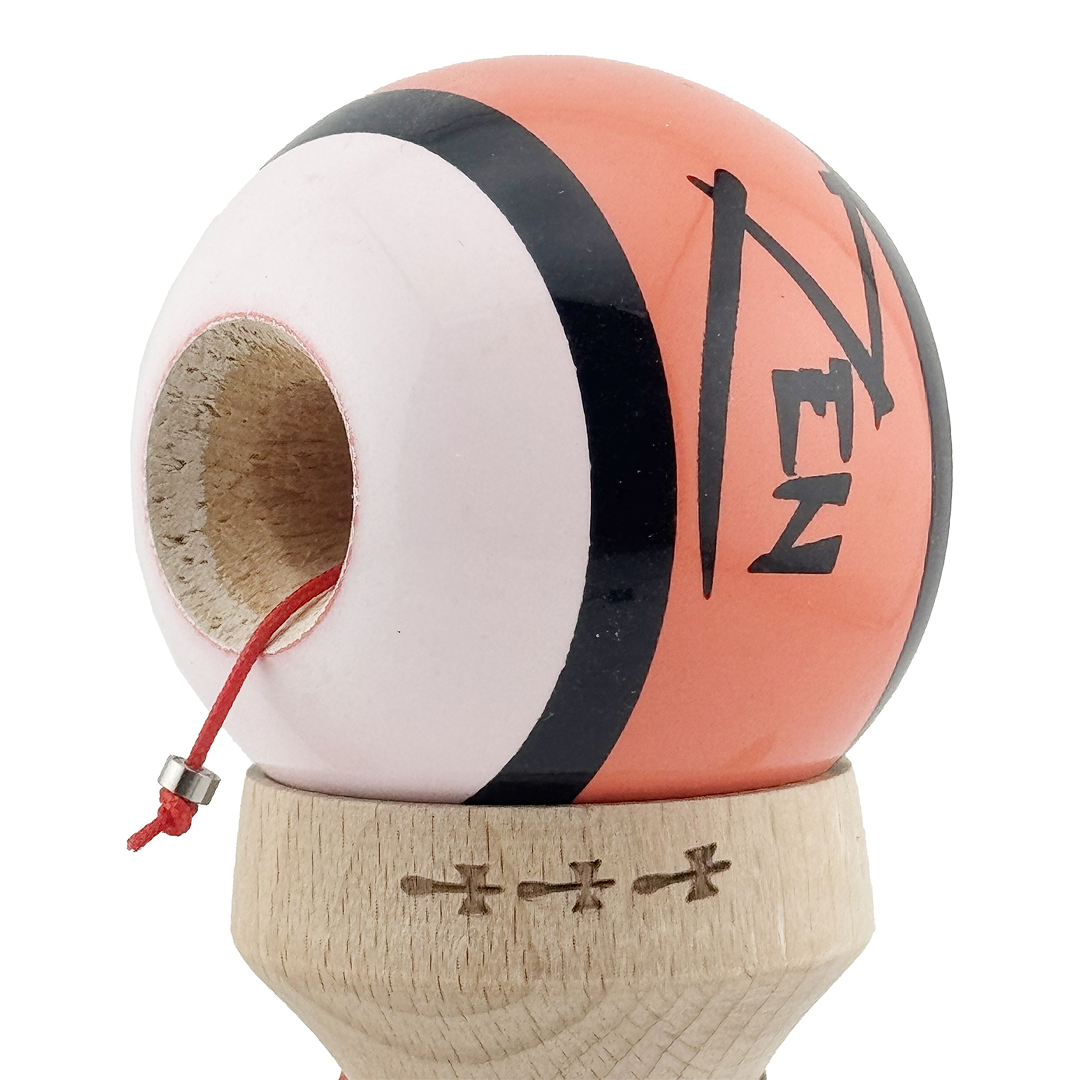 Kendama X Zen Originala, Model V3 Coral, Profesionala, Cupe Mari King Size, Super Sticky, Gaura in Baza, Rulment, Ata 55cm