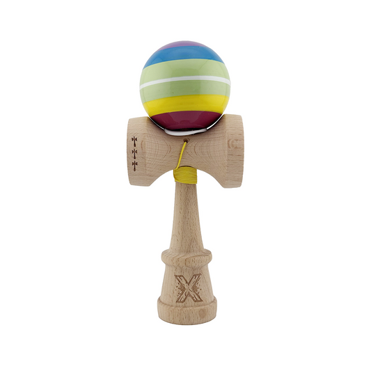 Kendama X Originala, Legendary Spectrum, Model V3 Multicolor, Profesionala, Cupe Mari King Size, Super Sticky, Gaura in Baza, Rulment, Ata 55cm