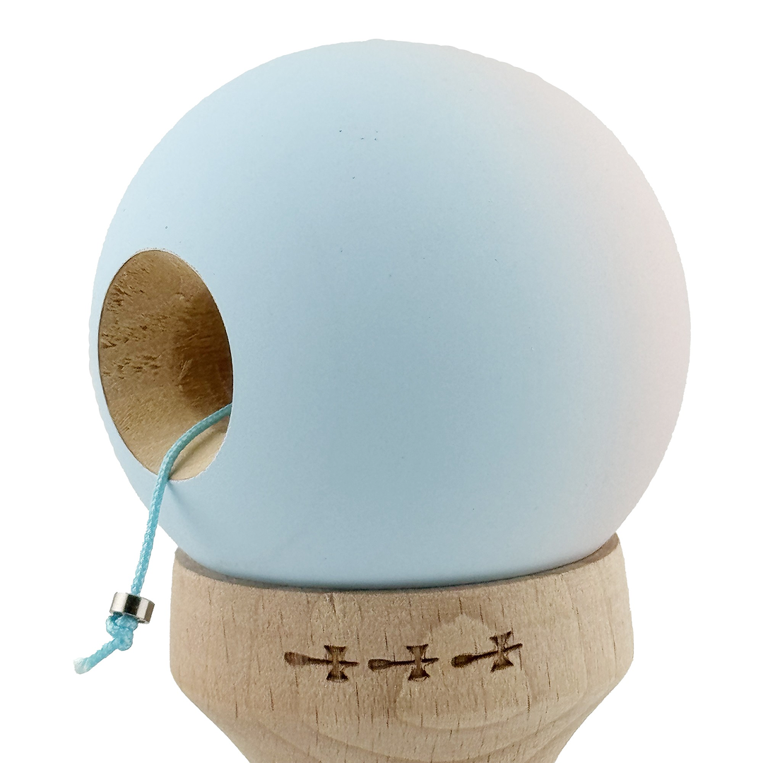 Kendama X Originala, Model V3 Lila / Turcoaz in Degrade, Profesionala, Cupe Mari King Size, Rubber Grip, Gaura in Baza, Rulment, Ata 55cm