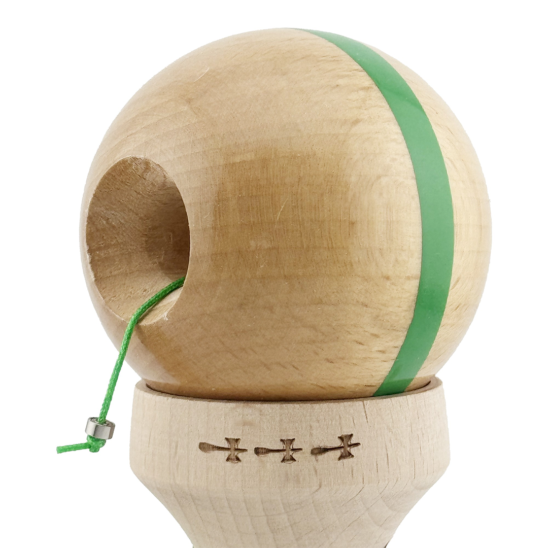 Kendama X Originala, Model V3 Verde, Linie, Profesionala, Cupe Mari King Size, Super Sticky, Gaura in Baza, Rulment, Ata 55cm