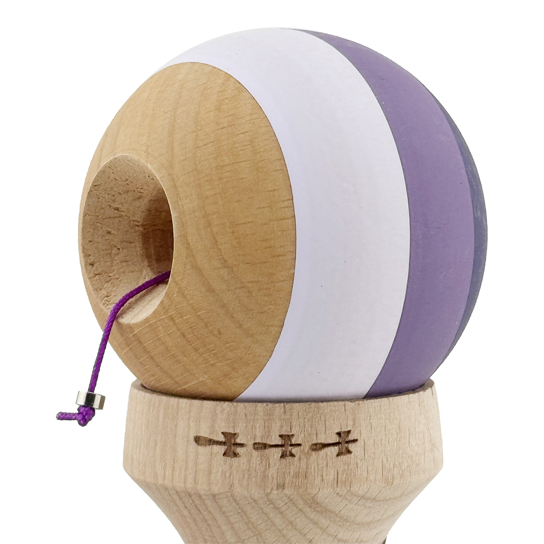 Kendama X Originala, Model V3 Mov, Profesionala, Cupe Mari King Size, Rubber Grip, Gaura in Baza, Rulment, Ata 55cm