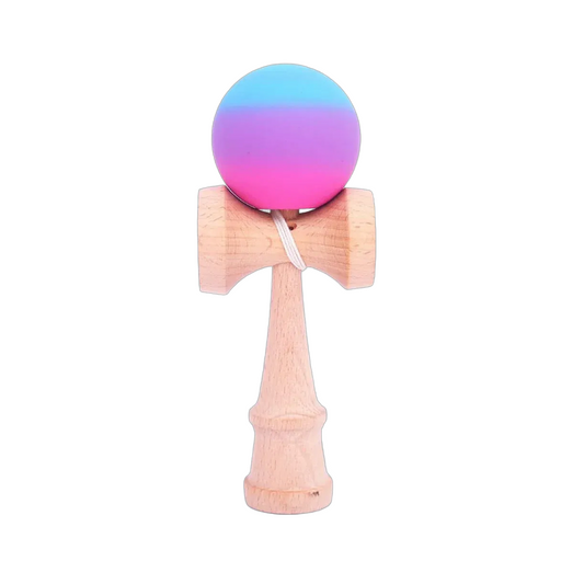 Kendama X Berbis – Jucarie Interactiva din Lemn, 18 cm, Joc de Indemanare pentru Copii si Adulti, Model Roz-Mov-Albastru in Degrade
