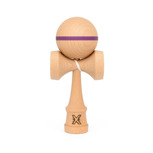 Kendama Originala Berbis – Jucarie Interactiva din Lemn, 18 cm, Joc de Indemanare pentru Copii si Adulti, Model cu dunga Mov