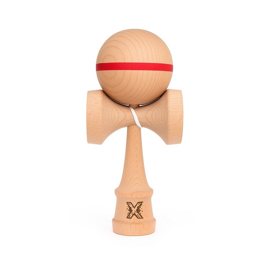 Kendama Originala Berbis – Jucarie Interactiva din Lemn, 18 cm, Joc de Indemanare pentru Copii si Adulti, Model cu dunga Rosie