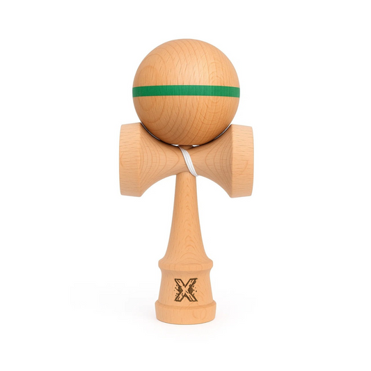 Kendama Originala Berbis – Jucarie Interactiva din Lemn, 18 cm, Joc de Indemanare pentru Copii si Adulti, Model cu dunga Verde