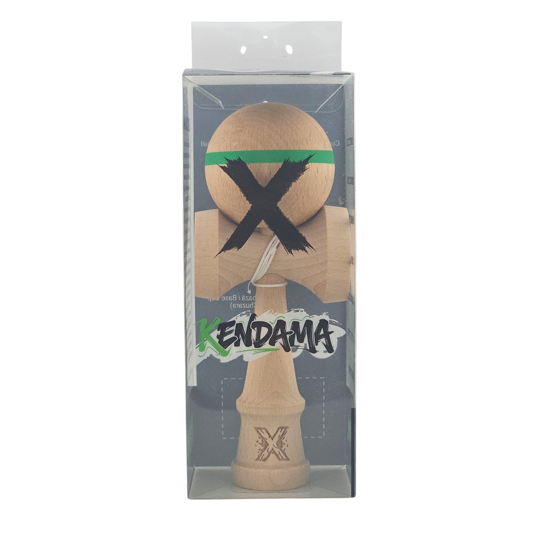 Kendama Originala Berbis – Jucarie Interactiva din Lemn, 18 cm, Joc de Indemanare pentru Copii si Adulti, Model cu dunga Verde