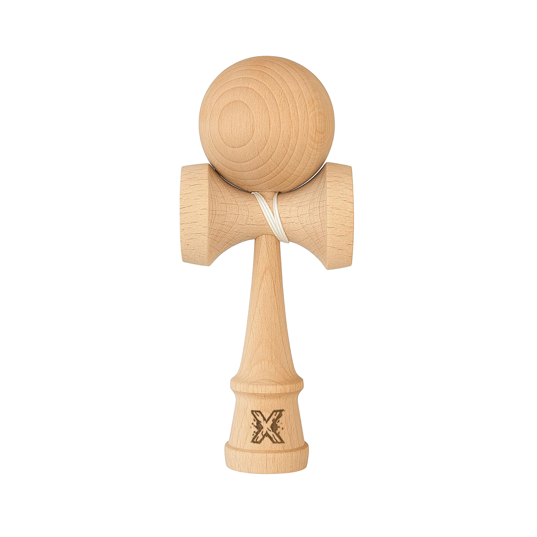 Kendama X Originala Berbis – Jucarie Interactiva din Lemn, 18 cm, Joc de Indemanare pentru Copii si Adulti, Model Maro Natur
