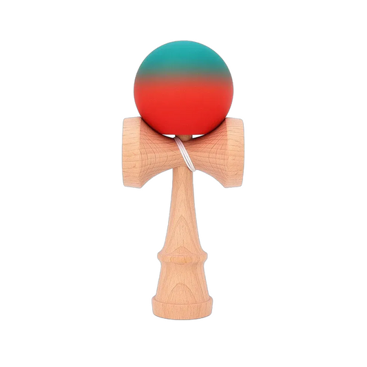 Kendama X Berbis – Jucarie Interactiva din Lemn, 18 cm, Joc de Indemanare pentru Copii si Adulti, Model Rosu-Verde in Degrade