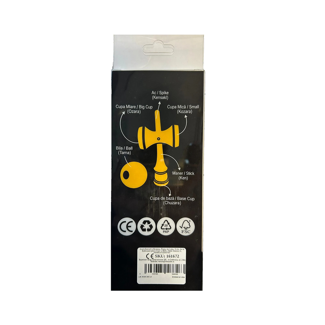 Kendama X Berbis – Jucarie Interactiva din Lemn, 18 cm, Joc de Indemanare pentru Copii si Adulti, Model Alb-Negru in Degrade