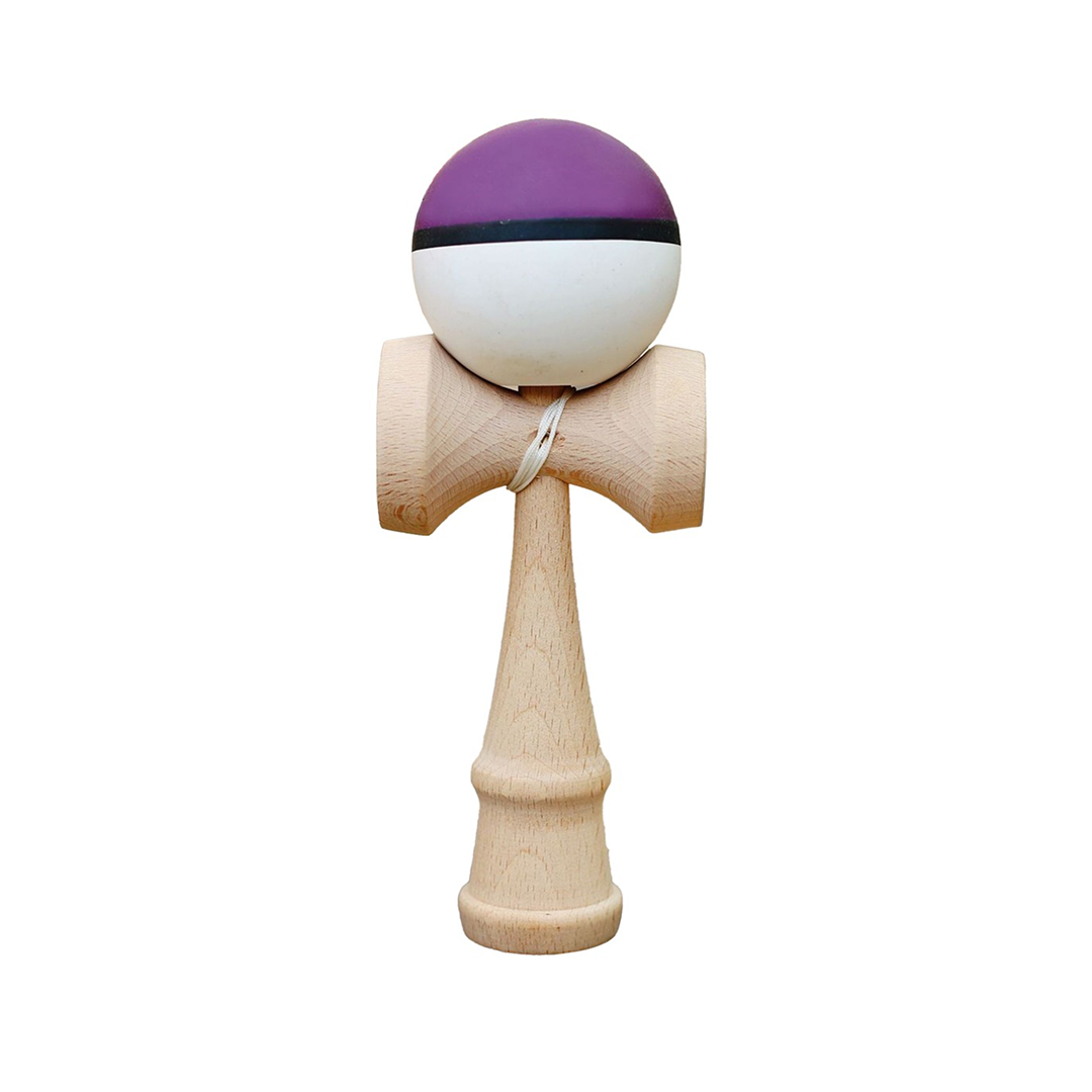 Kendama X Originala Berbis – Jucarie Interactiva din Lemn, 18 cm, Joc de Indemanare pentru Copii si Adulti, Model Multicolor Mov Deschis-Negru-Alb