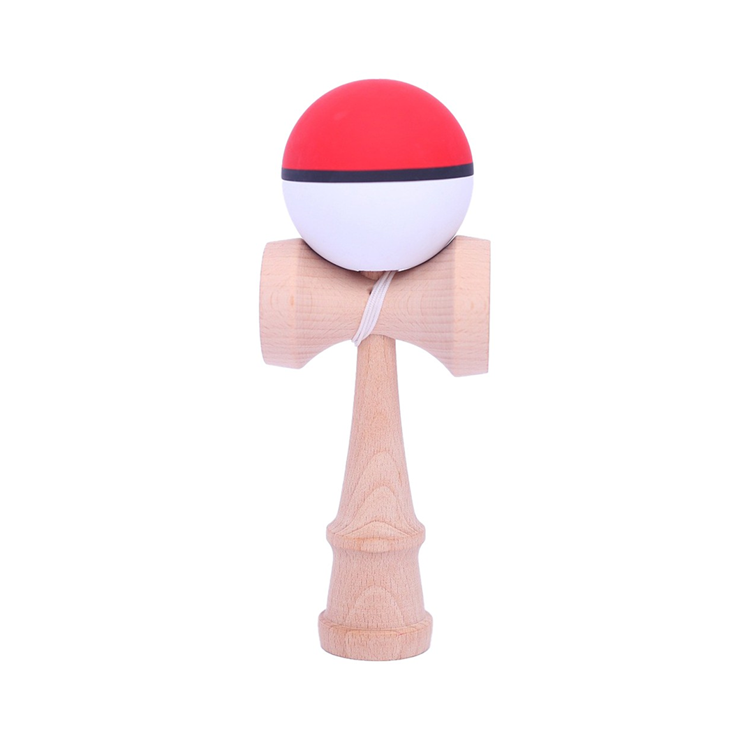 Kendama X Berbis – Jucarie Interactiva din Lemn, 18 cm, Joc de Indemanare pentru Copii si Adulti, Model Multicolor Rosu-Negru-Alb