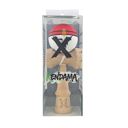 Kendama Rege Profesionala Berbis – Jucarie Interactiva din Lemn, 18 cm, Joc de Indemanare pentru Copii si Adulti, Model Bicolor Rosu-Alb