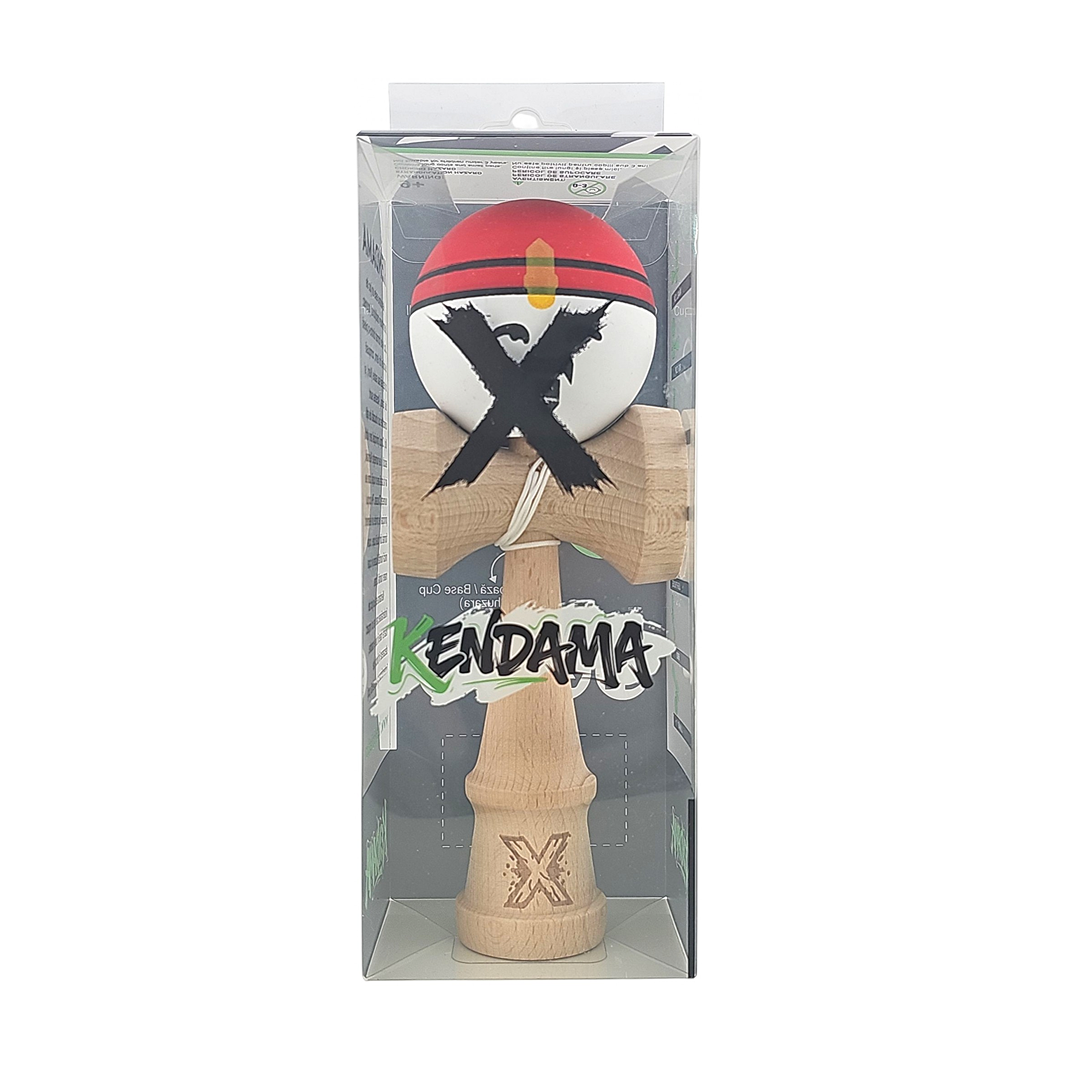 Kendama Rege Profesionala Berbis – Jucarie Interactiva din Lemn, 18 cm, Joc de Indemanare pentru Copii si Adulti, Model Bicolor Rosu-Alb