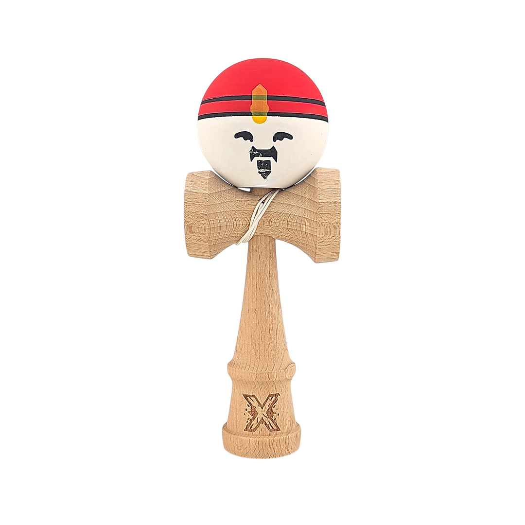 Kendama Rege Profesionala Berbis – Jucarie Interactiva din Lemn, 18 cm, Joc de Indemanare pentru Copii si Adulti, Model Bicolor Rosu-Alb