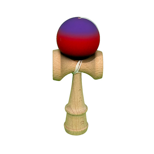 Kendama Profesionala Berbis – Jucarie Interactiva din Lemn, 18 cm, Joc de Indemanare pentru Copii si Adulti, Model Mov-Rosu-Negru in Degrade