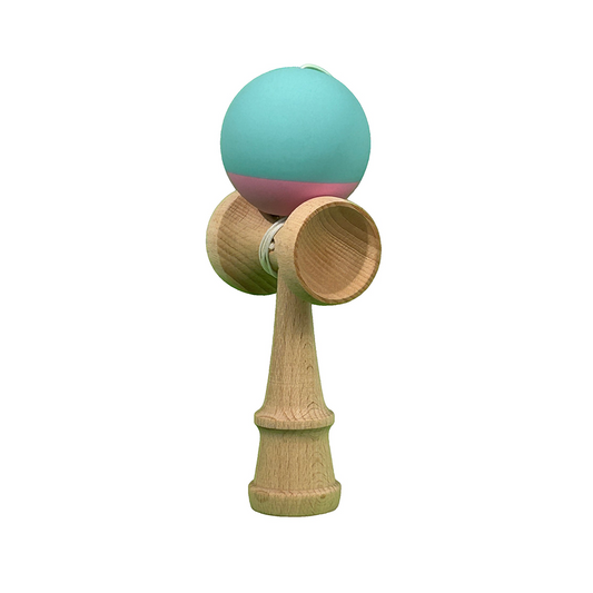 Kendama X Berbis – Jucarie Interactiva din Lemn, 18 cm, Joc de Indemanare pentru Copii si Adulti, Model Bicolor Turcoaz-Roz