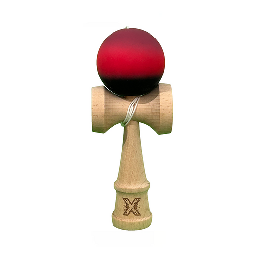 Kendama X Berbis – Jucarie Interactiva din Lemn, 18 cm, Joc de Indemanare pentru Copii si Adulti, Model Mov-Rosu-Negru in Degrade