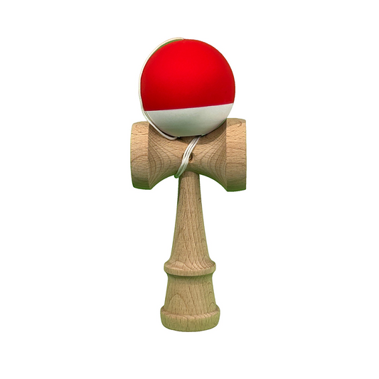 Kendama X Berbis – Jucarie Interactiva din Lemn, 18 cm, Joc de Indemanare pentru Copii si Adulti, Model Bicolor Rosu-Alb
