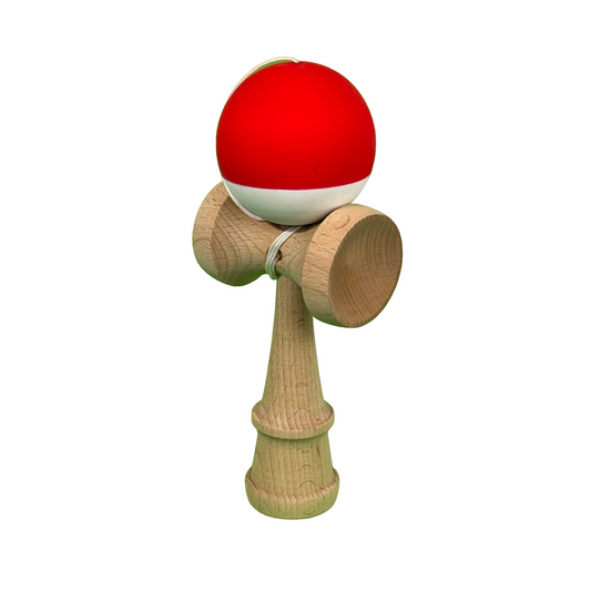 Kendama X Berbis – Jucarie Interactiva din Lemn, 18 cm, Joc de Indemanare pentru Copii si Adulti, Model Bicolor Rosu-Alb