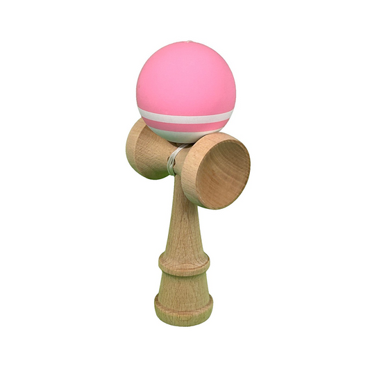 Kendama X Berbis – Jucarie Interactiva din Lemn, 18 cm, Joc de Indemanare pentru Copii si Adulti, Model Bicolor Roz-Alb