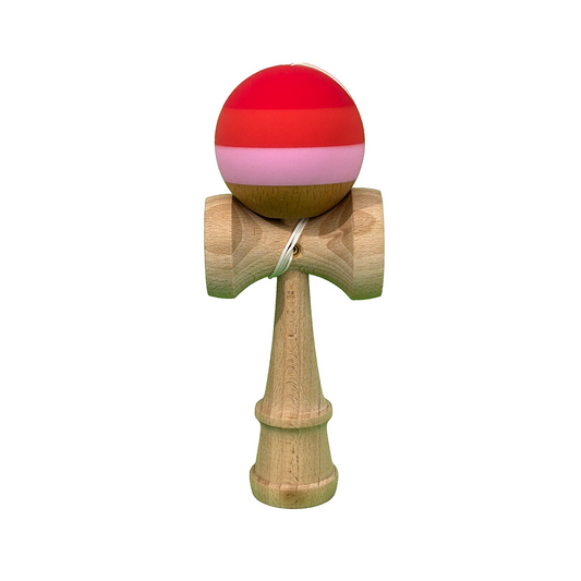 Kendama X Berbis – Jucarie Interactiva din Lemn, 18 cm, Joc de Indemanare pentru Copii si Adulti, Model Multicolor Rosu Inchis-Rosu-Roz-Nature