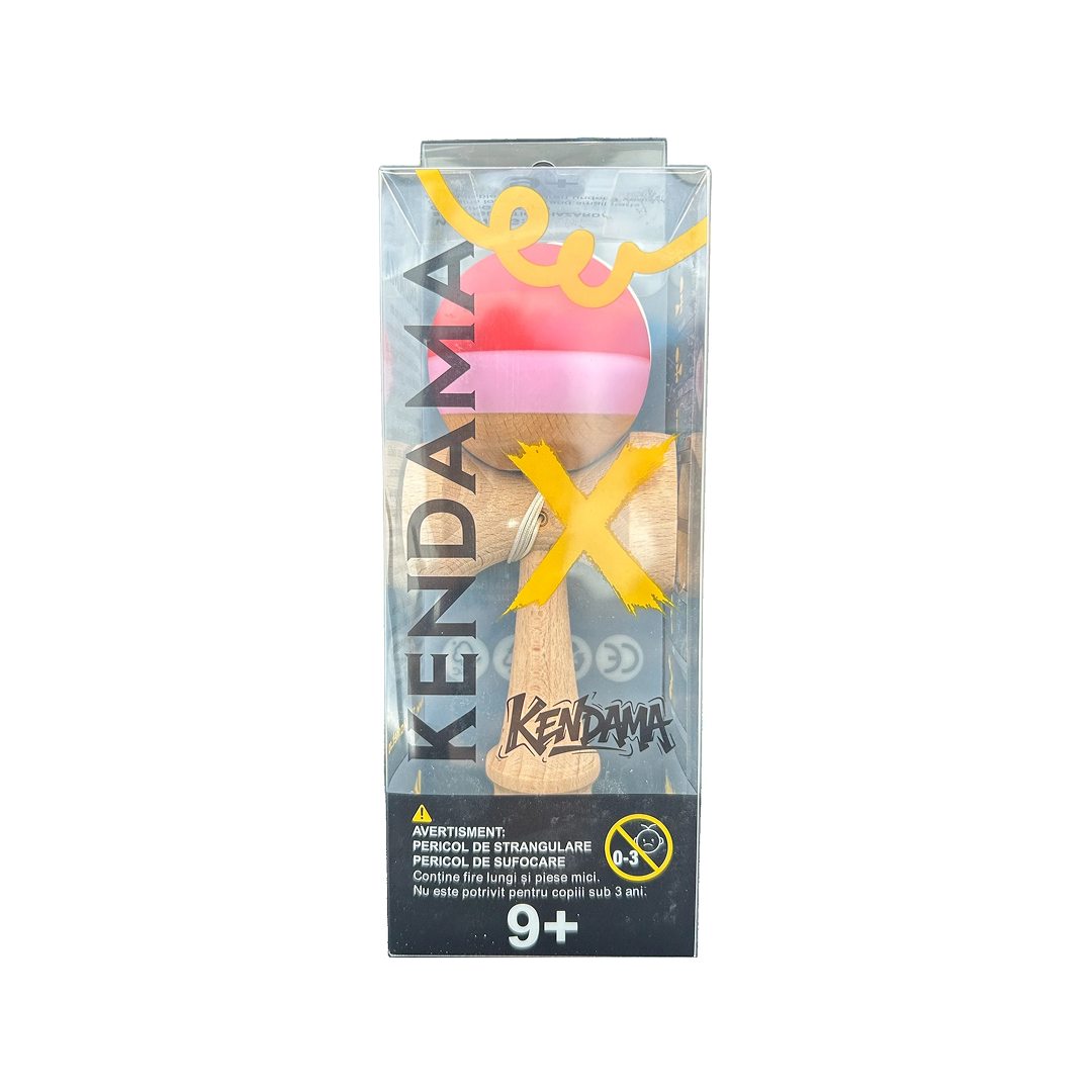 Kendama X Berbis – Jucarie Interactiva din Lemn, 18 cm, Joc de Indemanare pentru Copii si Adulti, Model Multicolor Rosu Inchis-Rosu-Roz-Nature