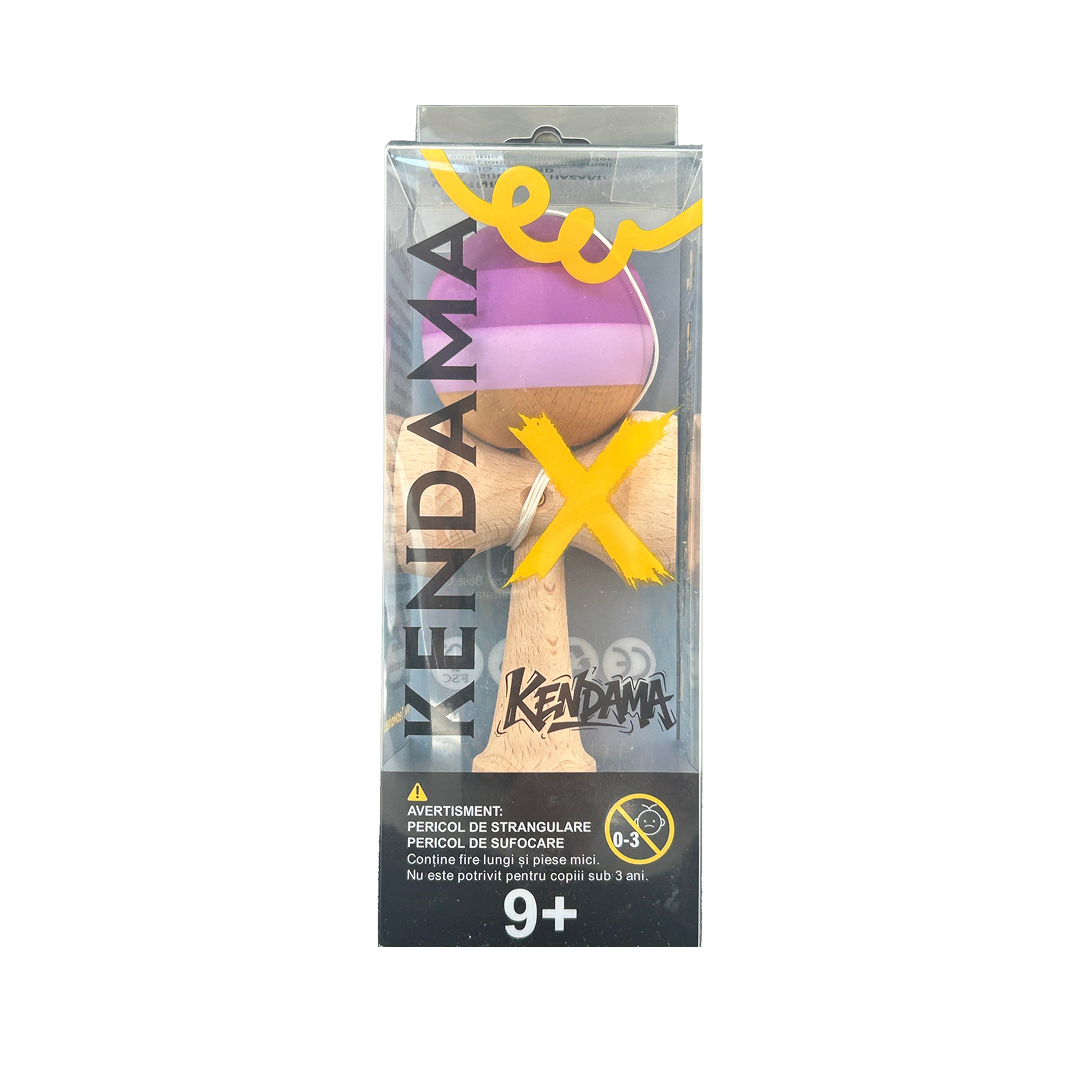 Kendama X Berbis – Jucarie Interactiva din Lemn, 18 cm, Joc de Indemanare pentru Copii si Adulti, Model Multicolor Purpuriu-Mov-Lila