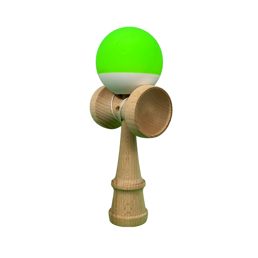 Kendama X Berbis – Jucarie Interactiva din Lemn, 18 cm, Joc de Indemanare pentru Copii si Adulti, Model Bicolor Verde Deschis-Alb