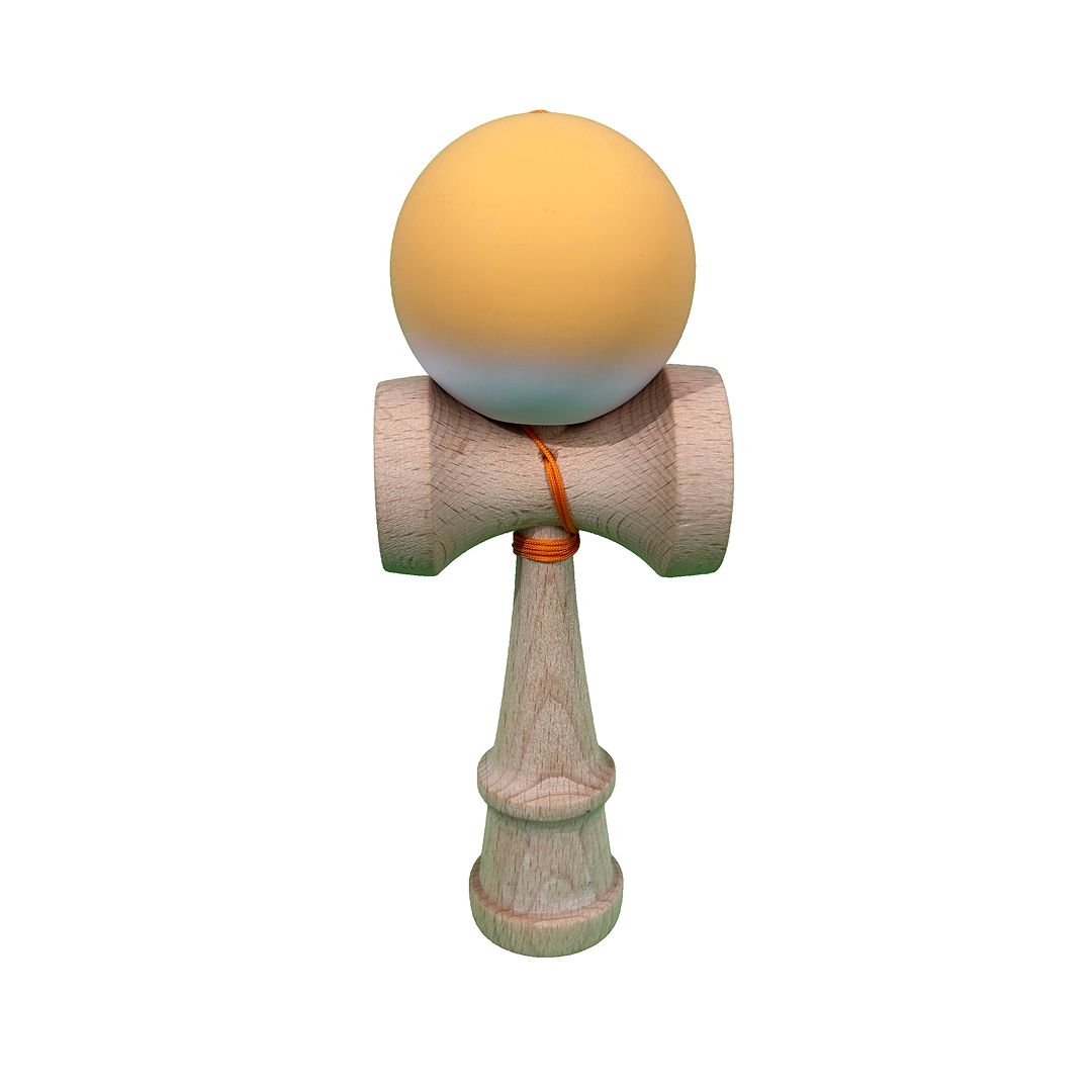 Kendama X Berbis – Jucarie Interactiva din Lemn, 18 cm, Joc de Indemanare pentru Copii si Adulti, Model Portocaliu-Alb in Degrade