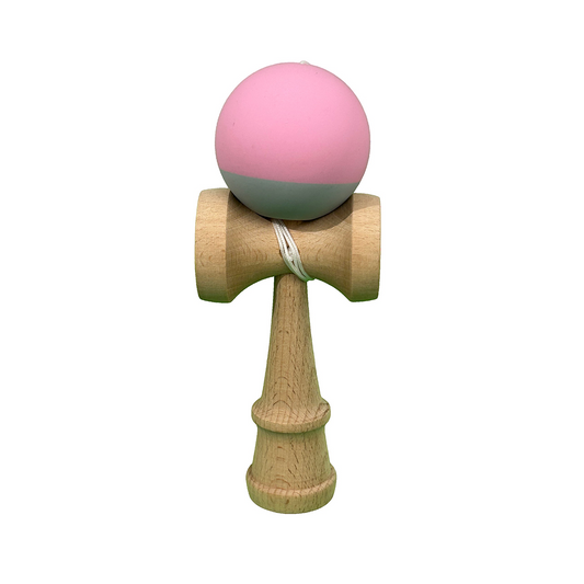 Kendama X Berbis – Jucarie Interactiva din Lemn, 18 cm, Joc de Indemanare pentru Copii si Adulti, Model Bicolor Roz-Gri