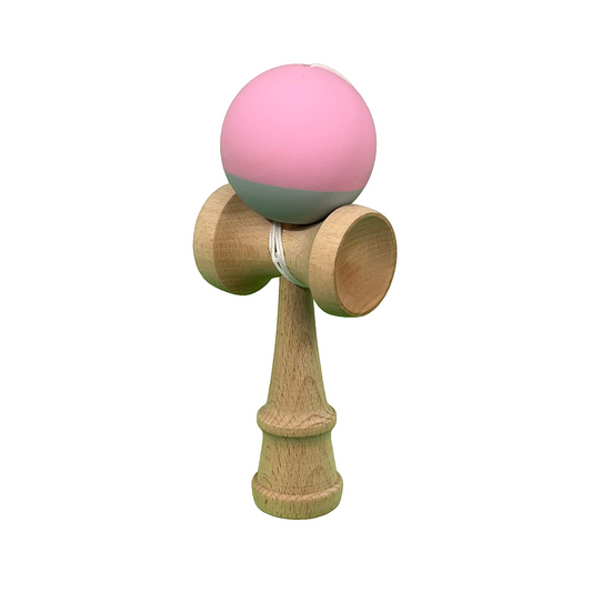 Kendama X Berbis – Jucarie Interactiva din Lemn, 18 cm, Joc de Indemanare pentru Copii si Adulti, Model Bicolor Roz-Gri