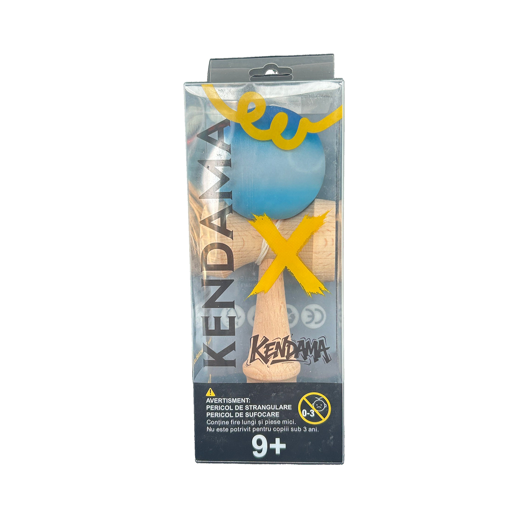 Kendama X Berbis – Jucarie Interactiva din Lemn, 18 cm, Joc de Indemanare pentru Copii si Adulti, Model Nuante Albastre in Degrade